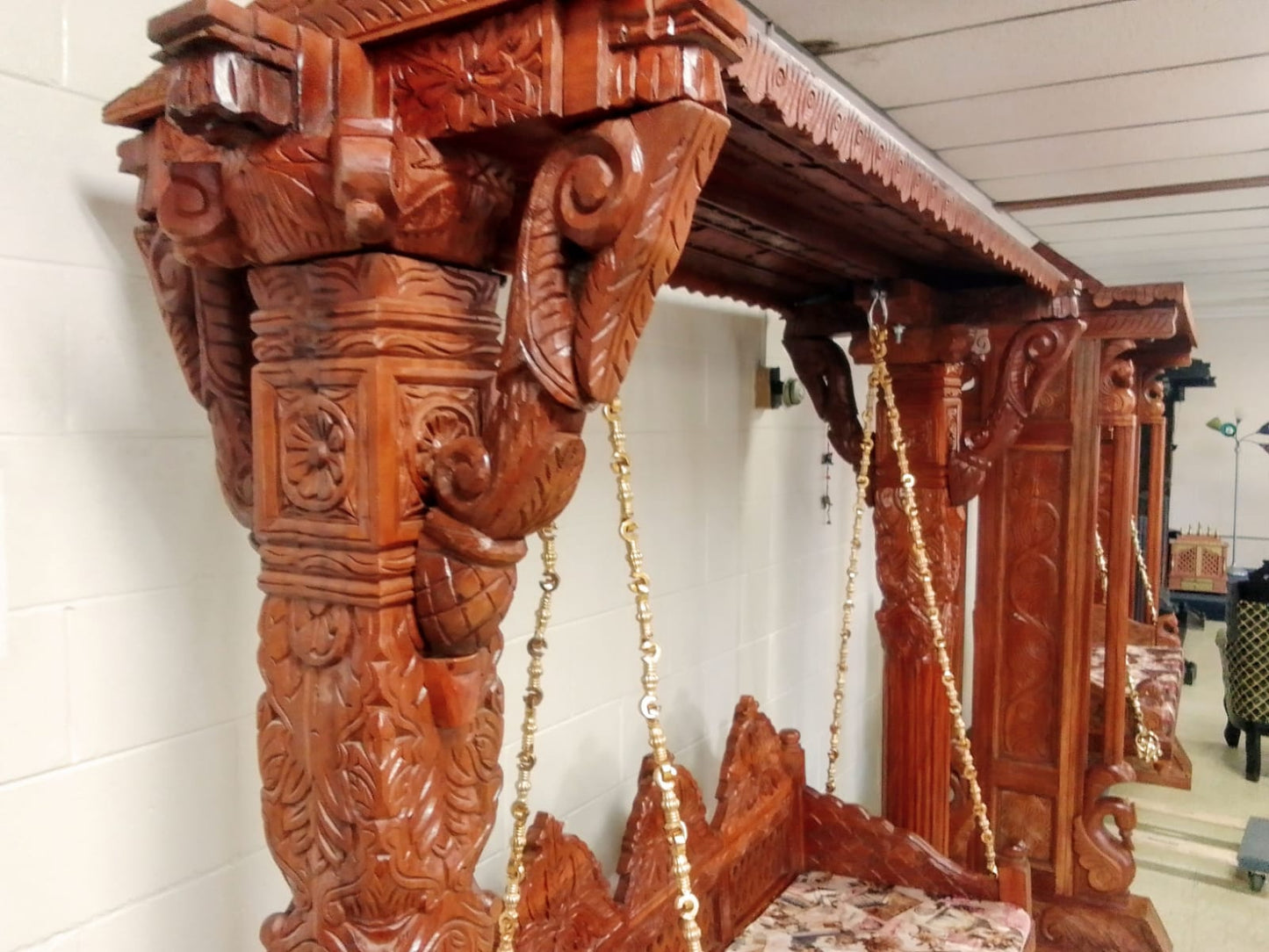 Honey finish, Triveni π Royal Indian Swing Set (Maharaja Jhoola) β Handcrafted Wood πͺβ¨ποΈ Ships from USA |