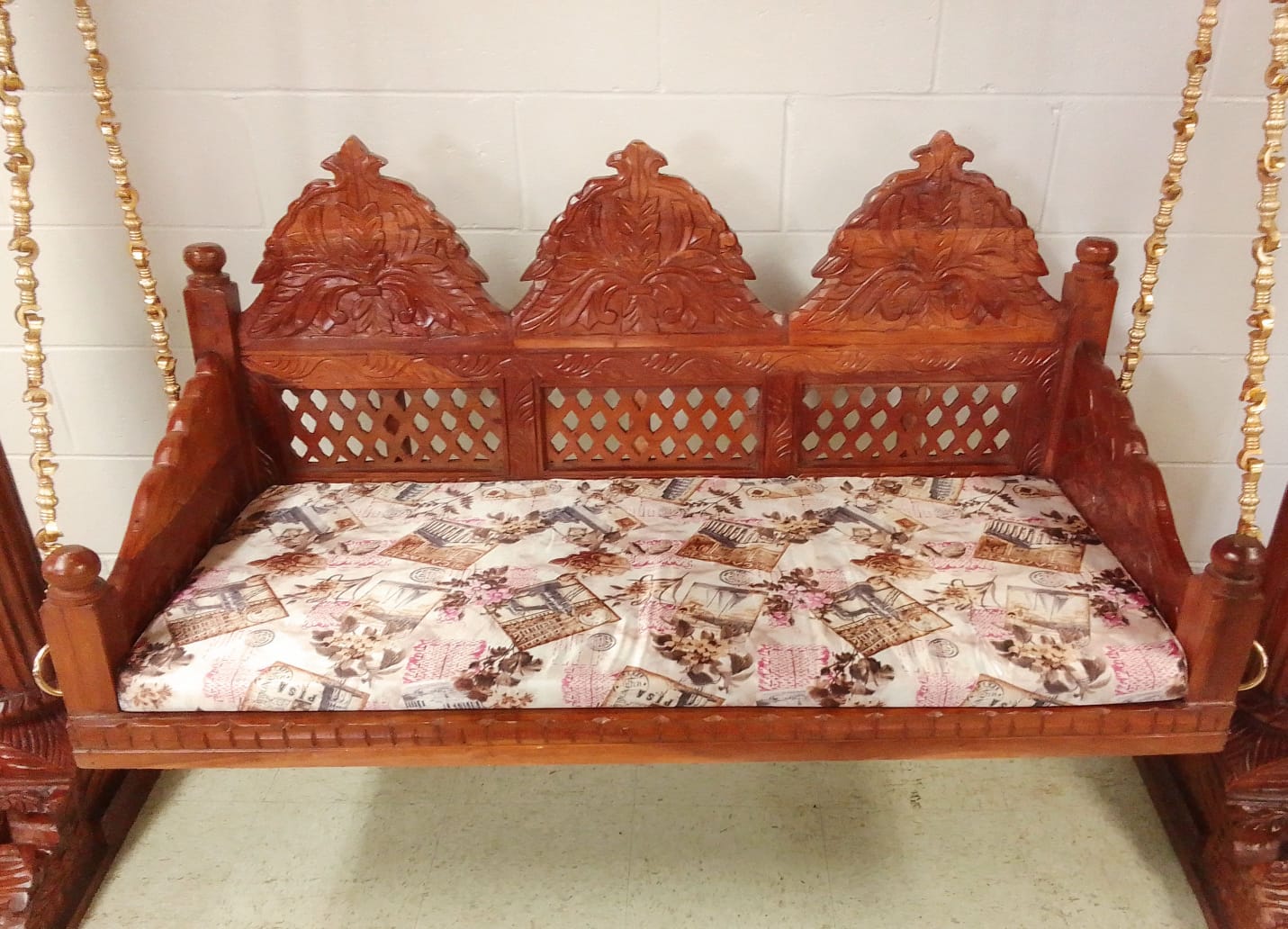 Honey finish, Triveni 🌟 Royal Indian Swing Set (Maharaja Jhoola) – Handcrafted Wood 🪑✨🛋️ Ships from USA |