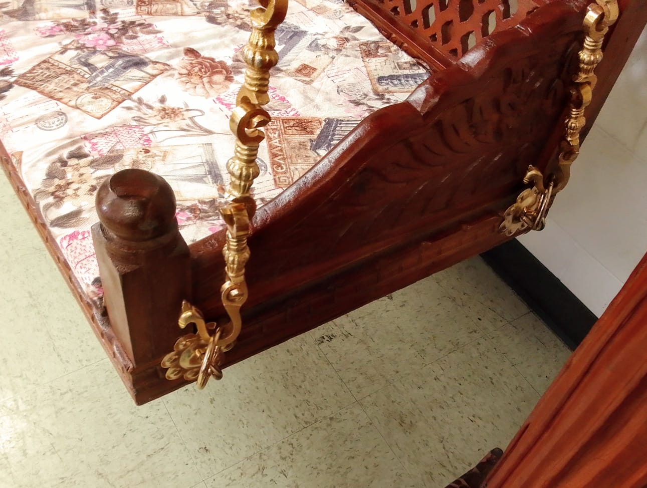 Honey finish, Triveni 🌟 Royal Indian Swing Set (Maharaja Jhoola) – Handcrafted Wood 🪑✨🛋️ Ships from USA |