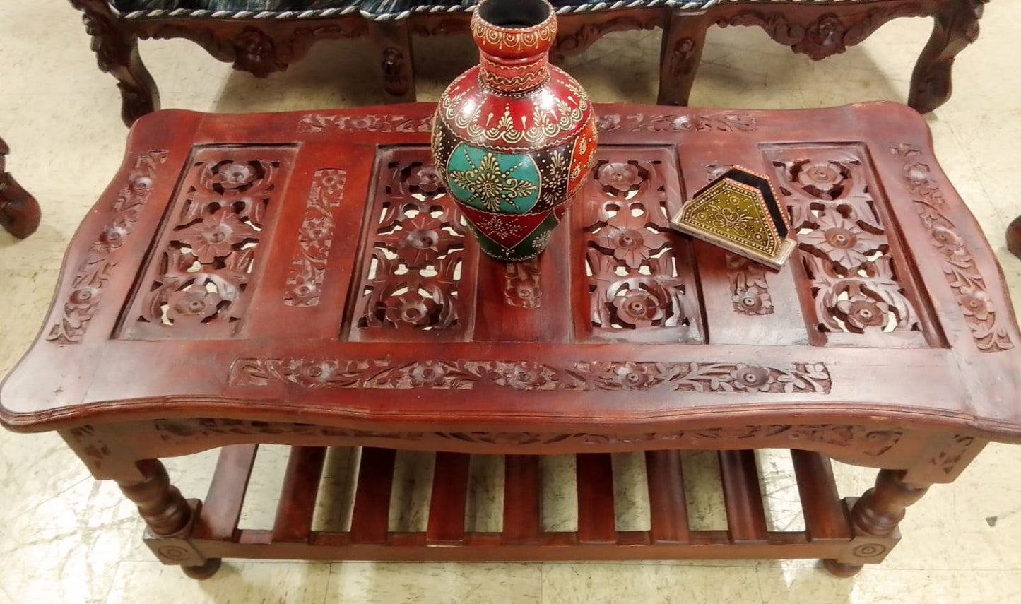 ✨ Timeless Design. 🪑 Honey finish Luxury Handcrafted Sofa Set + Coffee Table | Made in Rajasthan, India 🇮🇳 Royal Craftsmanship.  🛋️ Ships from USA