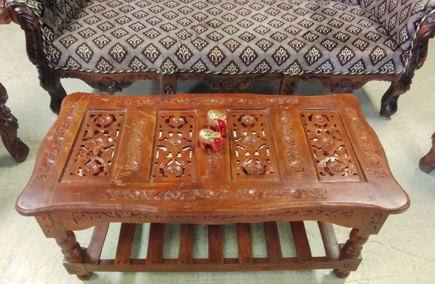 ✨ Timeless Design. 🪑 Honey finish Luxury Handcrafted Sofa Set + Coffee Table | Made in Rajasthan, India 🇮🇳 Royal Craftsmanship.  🛋️ Ships from USA