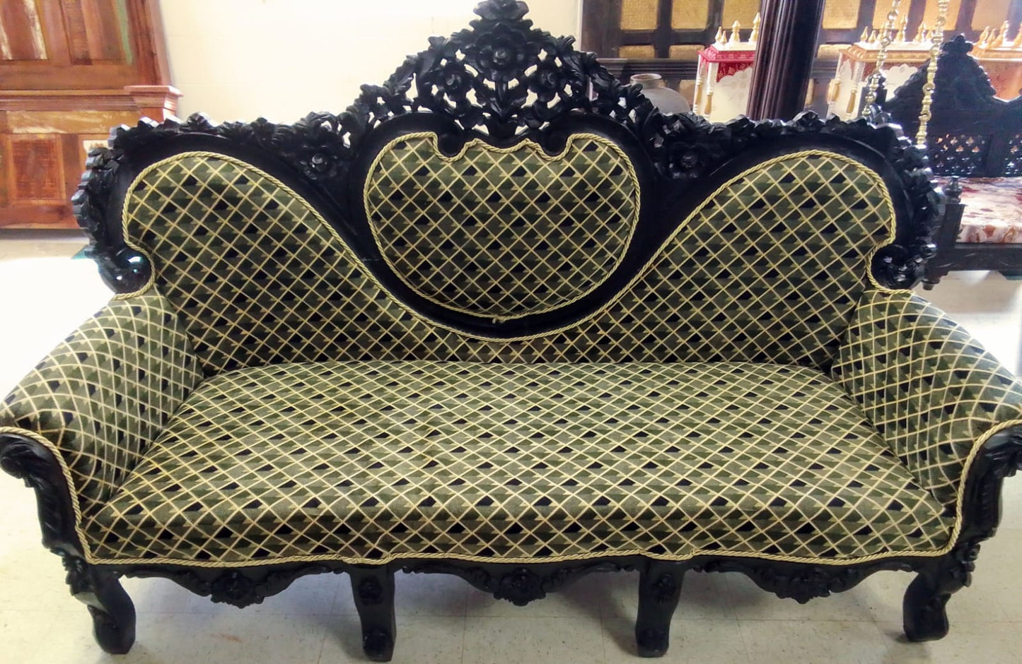 ✨ Timeless Design. 🪑 Dark Walnut Luxury Handcrafted Sofa Set + Coffee Table | Made in Rajasthan, India 🇮🇳 Royal Craftsmanship.  🛋️ Ships from USA