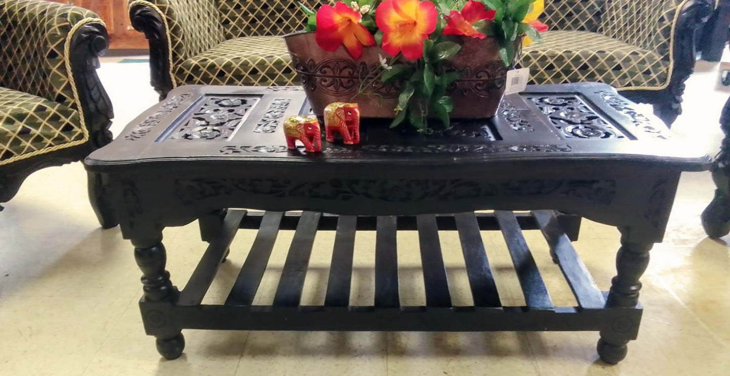 ✨ Timeless Design. 🪑 Dark Walnut Luxury Handcrafted Sofa Set + Coffee Table | Made in Rajasthan, India 🇮🇳 Royal Craftsmanship.  🛋️ Ships from USA