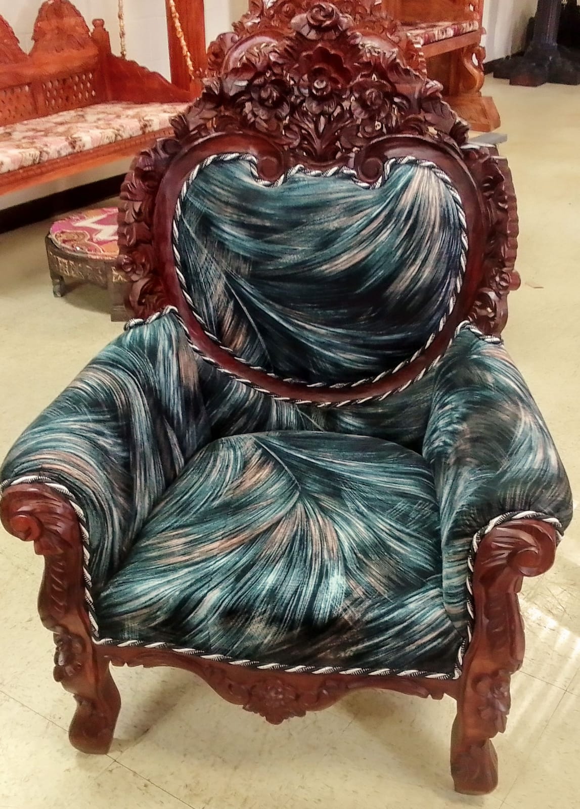 ✨ Timeless Design. 🪑 Mahogany finish Luxury Handcrafted Sofa Set + Coffee Table | Made in Rajasthan, India 🇮🇳 Royal Craftsmanship.  🛋️ Ships from USA